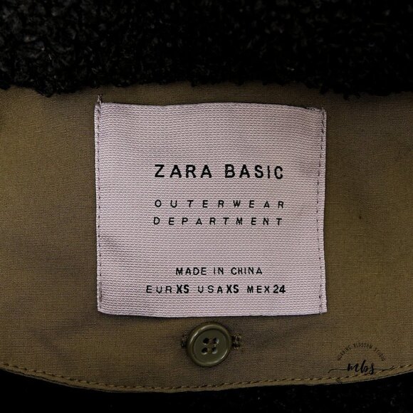 Zara Basic Olive Parka with Detachable Faux Fur Hoodie - Picture 10 of 12